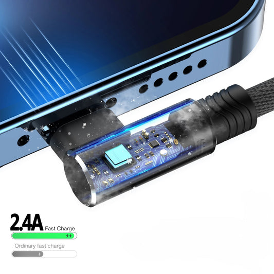 90� Fast Charging Braided Charging Cable (USB-C / Lightning / Micro USB)