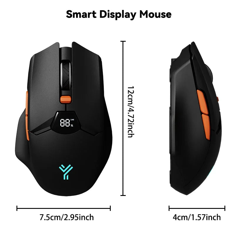 RESAUDGINE Ergonomic Wireless Mouse - Bluetooth 2.4G Rechargeable Gaming Mouse Upgrade your setup with the RESAUDGINE wireless gaming mouse. Enjoy 6 buttons, 20G acceleration, and dual-mode Bluetooth/2.4G connectivity. Perfe