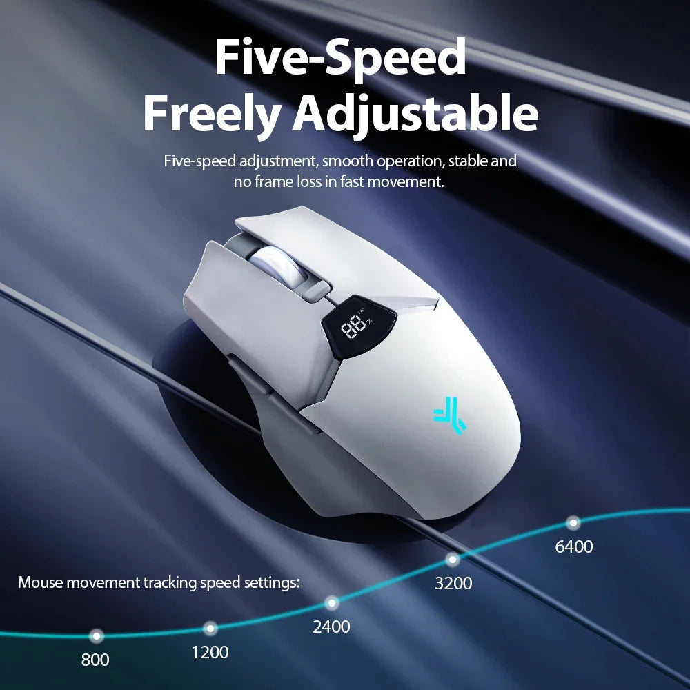 RESAUDGINE Ergonomic Wireless Mouse - Bluetooth 2.4G Rechargeable Gaming Mouse Upgrade your setup with the RESAUDGINE wireless gaming mouse. Enjoy 6 buttons, 20G acceleration, and dual-mode Bluetooth/2.4G connectivity. Perfe