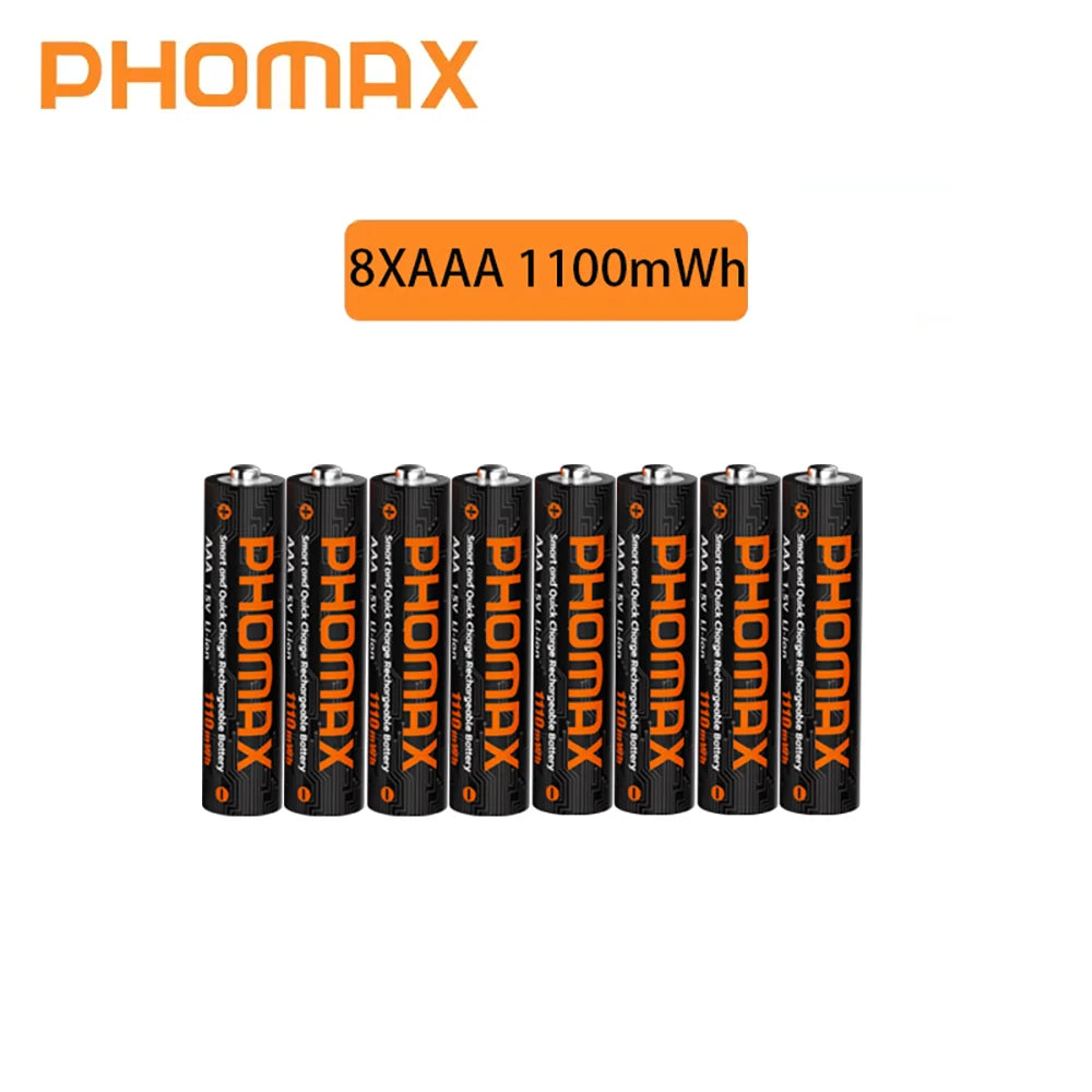PHOMAX 1.5V Rechargeable Lithium Battery Charger Set | 4200mWh AA & 1110mWh AAA