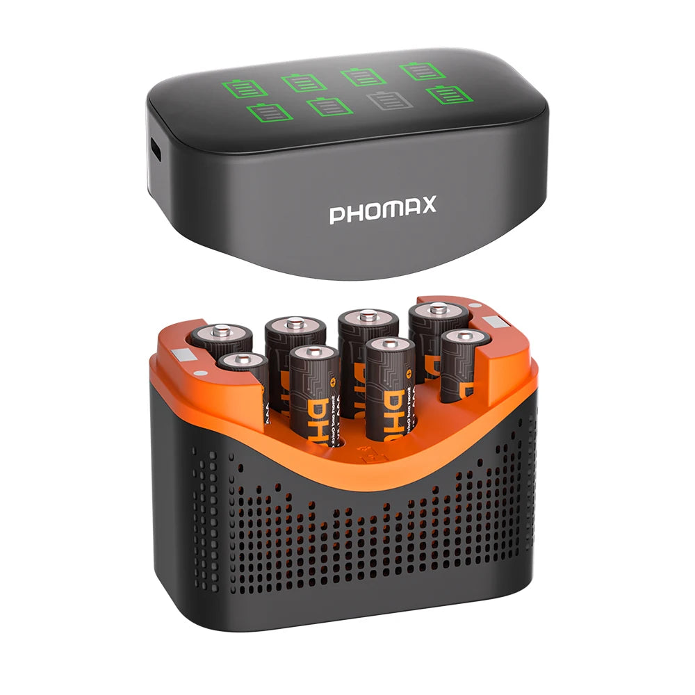 PHOMAX 1.5V Rechargeable Lithium Battery Charger Set | 4200mWh AA & 1110mWh AAA