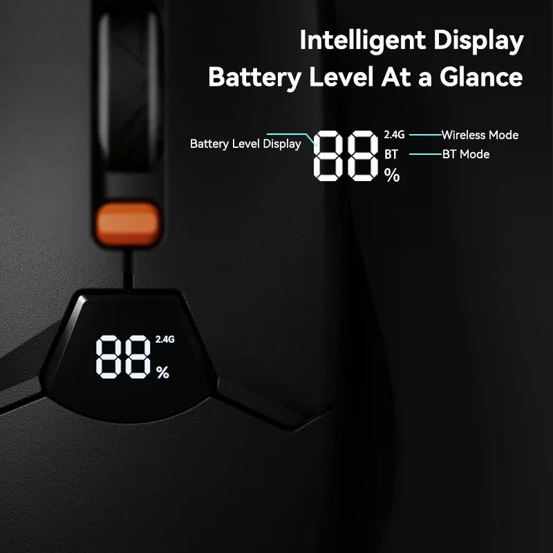 RESAUDGINE Ergonomic Wireless Mouse - Bluetooth 2.4G Rechargeable Gaming Mouse Upgrade your setup with the RESAUDGINE wireless gaming mouse. Enjoy 6 buttons, 20G acceleration, and dual-mode Bluetooth/2.4G connectivity. Perfe