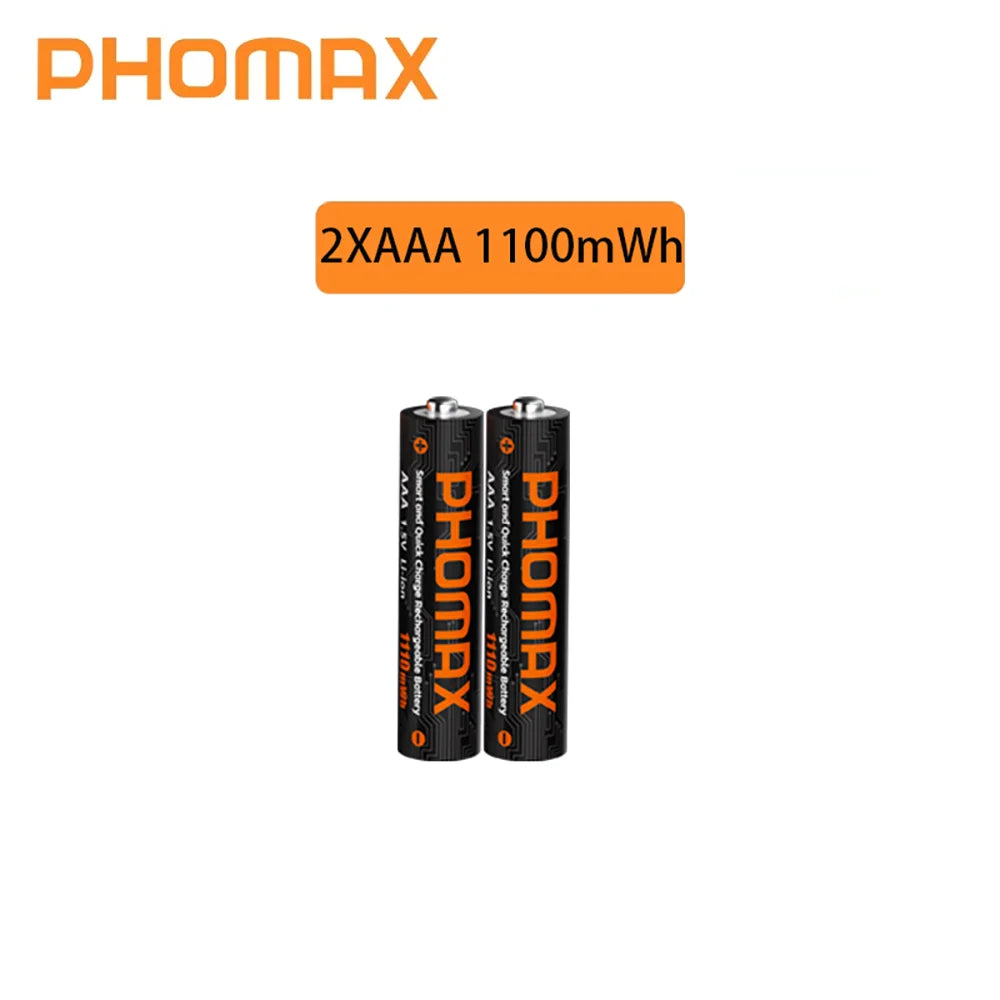 PHOMAX 1.5V Rechargeable Lithium Battery Charger Set | 4200mWh AA & 1110mWh AAA